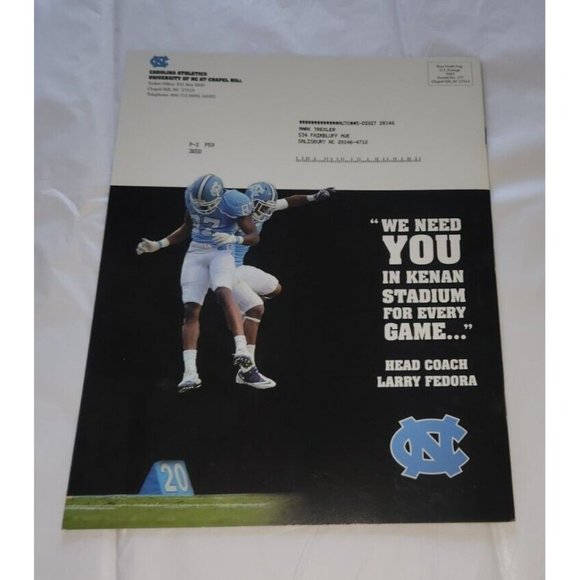 2012 UNC FOOTBALL ticket brochure NORTH CAROLINA TAR HEELS - Picture 3 of 7